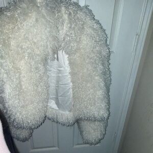 Amazon Women's White Fuzzy Jacket